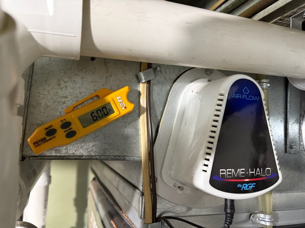 HVAC diagnostic and airflow equipment inside ductwork